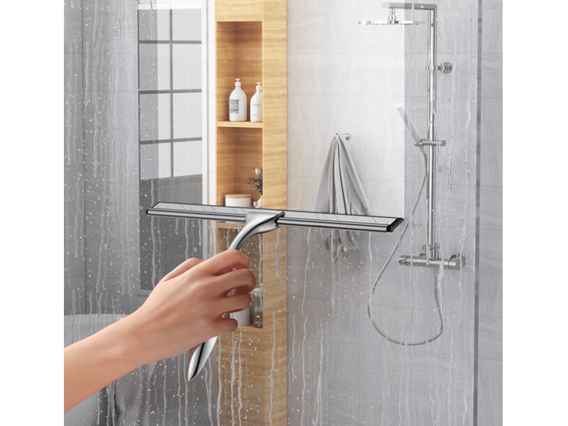 Essuie-glace de douche en acier inoxydable 1 pièce, 35 cm, support inclus, pour porte de douche, miroir, vitre - Conforama C