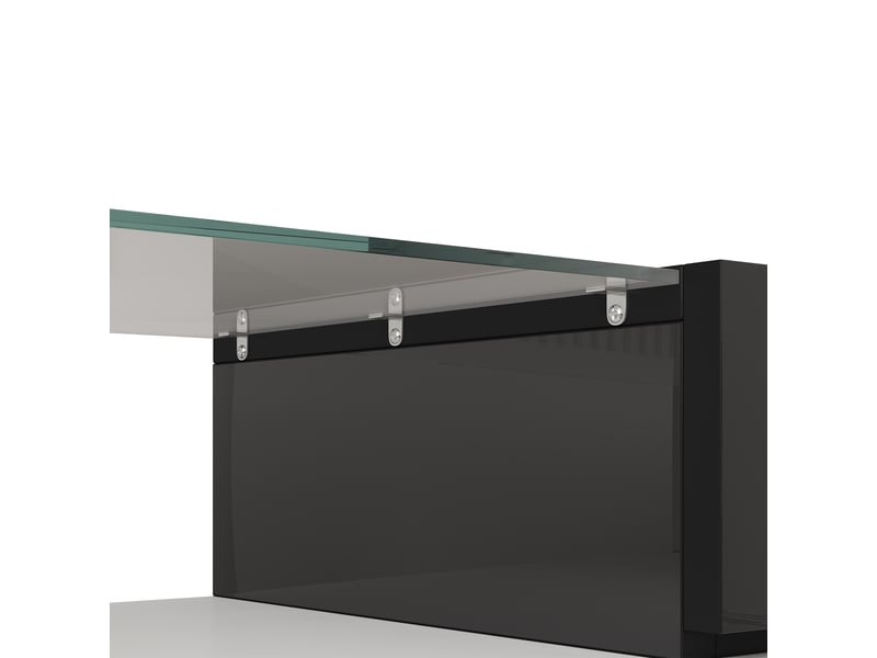  Meuble tv blanc brillant et béton 145 cm avec éclairage led multicolore et surface en verre  - Conforama D