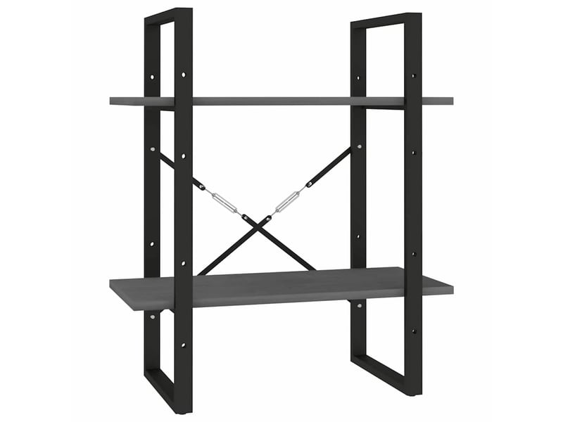  Bibliothèque à 2 niveaux, armoire à livres gris 60x30x70 cm bois de pin massif  - Conforama A
