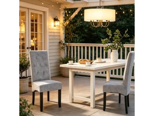Chaise de salle à manger dossier haut en velours gris clair lot de 2 cravdom