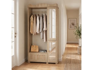 Armoire penderie avec miroir et rangement ouvert 2 portes 1 tiroir homvra
