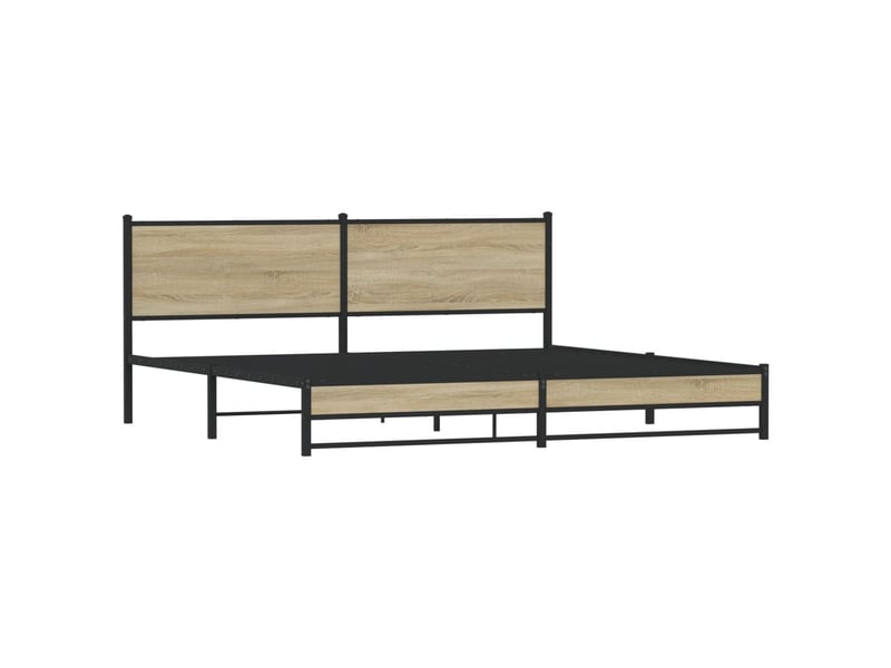  Lit double- lit adulte -  cadre de lit en métal sans matelas chêne sonoma 200x200 cm  - Conforama C