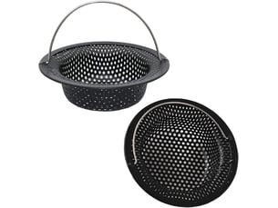 Lot de 2 filtres d'évier de cuisine en acier inoxydable pour évier de cuisine, évier, tamis anti-obstruction (11 x 8 x 2,6 cm)(noir)