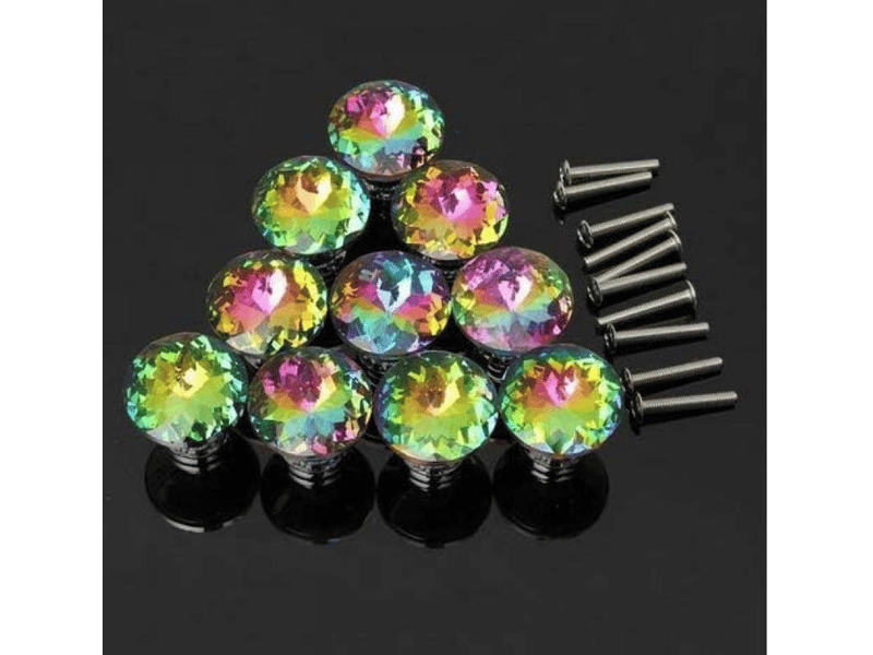  Paquet de 10 boutons en cristal de diamant pour armoires, tiroirs et portes, 30 mm (paquet de 10) (multicolore)  - Conforama D