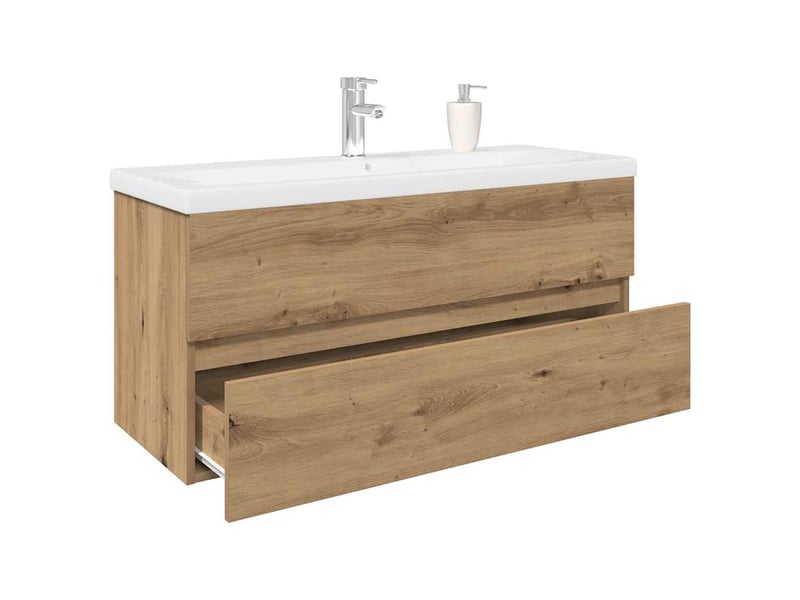  Meuble lavabo avec bassin et robinet intégré, armoire de salle de bains chêne artisanal cf65562  - Conforama B
