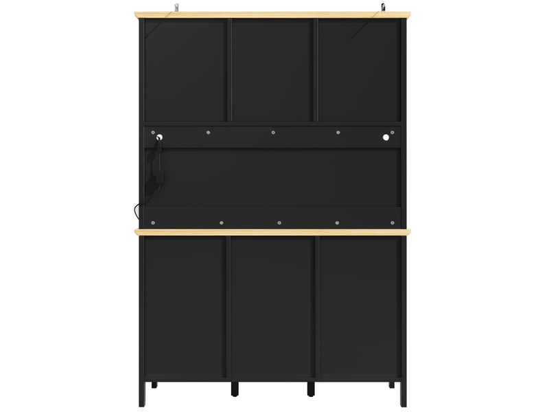  Buffet noir 4 portes 3 tiroirs 120x40x179 cm meuble rangement cuisine design contemporain  - Conforama W