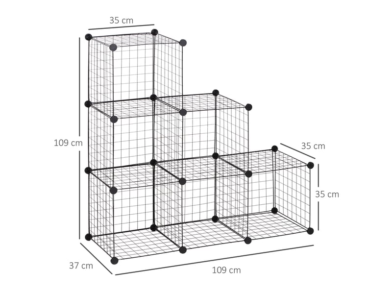  Étagère modulable en métal 109 x 37 x 109 cm – noir – 6 cubes de rangement ouverts pour salon ou bureau  - Conforama C