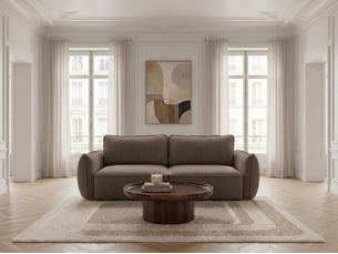Canapé droit convertible <strong>BOBOCHIC</strong> <strong>ESMEE</strong> 3 places Tissu taupe avec coffre de rangement