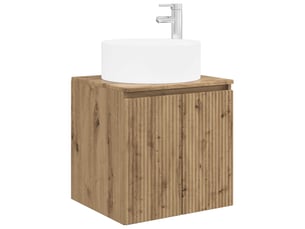 Meuble de lavabo mural, rangement salle de bain chêne artisanal 49.5x44.5x65.5 cm