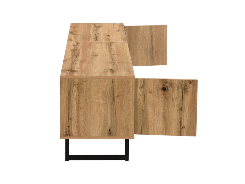  Meuble tv led avec éclairage intégré – cloison en verre, charnières amorties – design moderne coordonné  - Conforama E