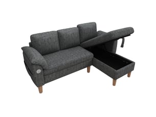 Canapé d'angle réversible convertible <strong></strong> <strong>Radiant Stride</strong> 3 places Tissu gris avec coffre de rangement