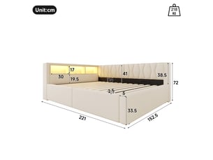 Lit banquette 140x200 cm <strong></strong>  <strong></strong> coloris beige