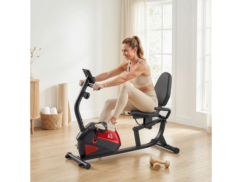  Bicicleta estática con respaldo de 8 niveles de resistencia volante asiento ajustable pantalla lcd y soporte  - Conforama D
