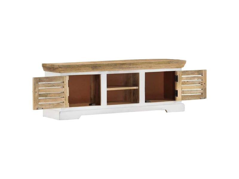  Meuble tv - banc tv - meuble de rangement 110x30x40 cm bois massif de manguier  - Conforama D