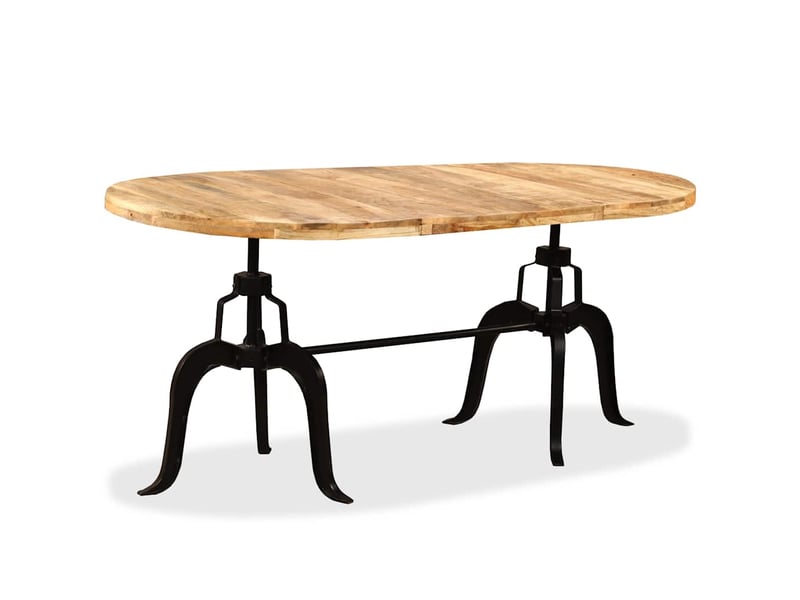  Vidaxl table à manger bois de manguier massif et acier 180 cm  - Conforama E