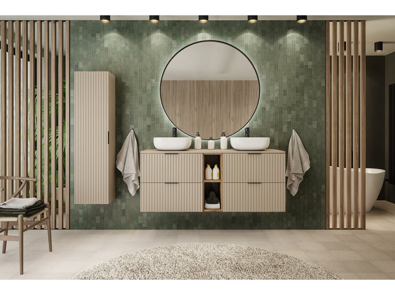  Meuble colonne suspendu de salle de bain flow cachemire 35 x 136 cm  - Conforama W