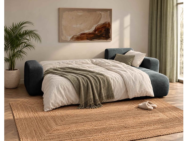  Manon - canapé d'angle réversible 4 places convertible avec coffre en tissu - best mobilier - gris anthracite MANON - Conforama D