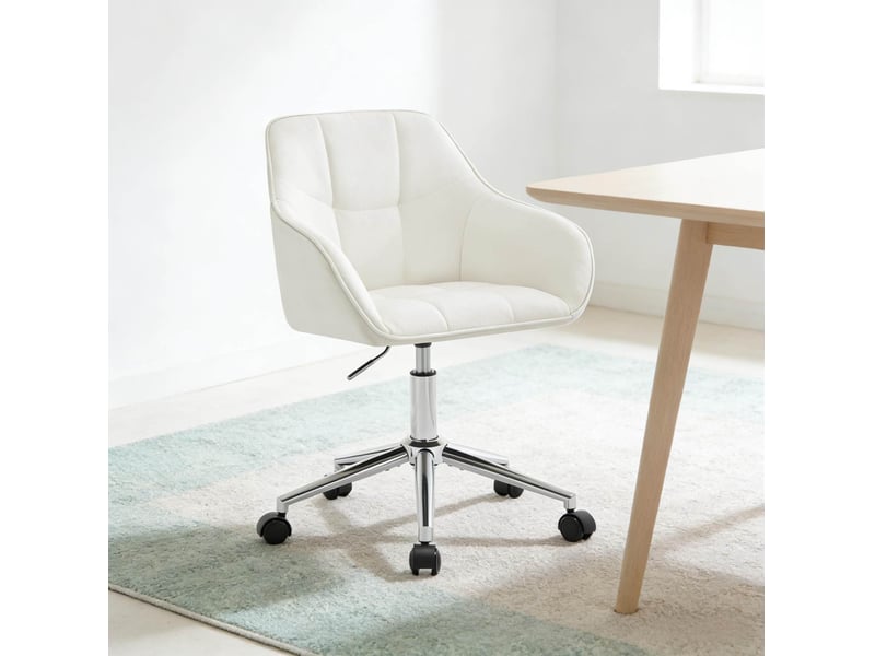  Chaise de bureau 40x56x90 cm réglable en hauteur métal blanc crème  - Conforama C