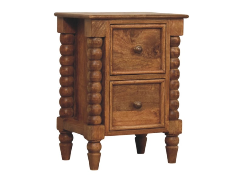  Artisan furniture bois massif barley twist 2 tiroir table de chevet, 2 tiroirs, marron  - Conforama D