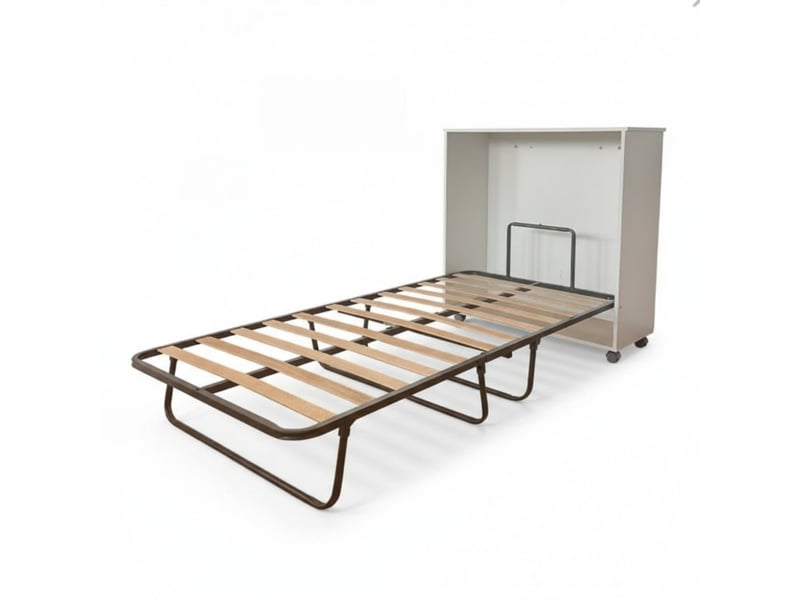  Lit pliable avec matelas mélamine blanc 106x99.2x40.2cm  - Conforama A