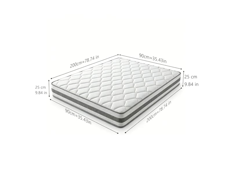 Matelas à ressorts ensachés 90x200 cm h4 blanc, 25 cm, 7 zones, mousse confort, ergonomique, certifié oeko-tex  - Conforama B