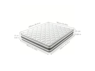 Matelas 90x200 cm <strong>HAVRYA</strong>  <strong></strong> Ressorts ensachés + mousse soutien Très ferme épaisseur 25 cm