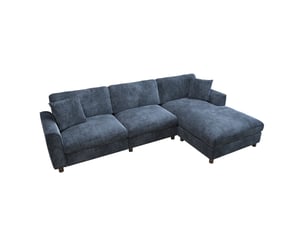 Canapé d'angle réversible fixe MODENVIE 3 places Tissu bleu marine