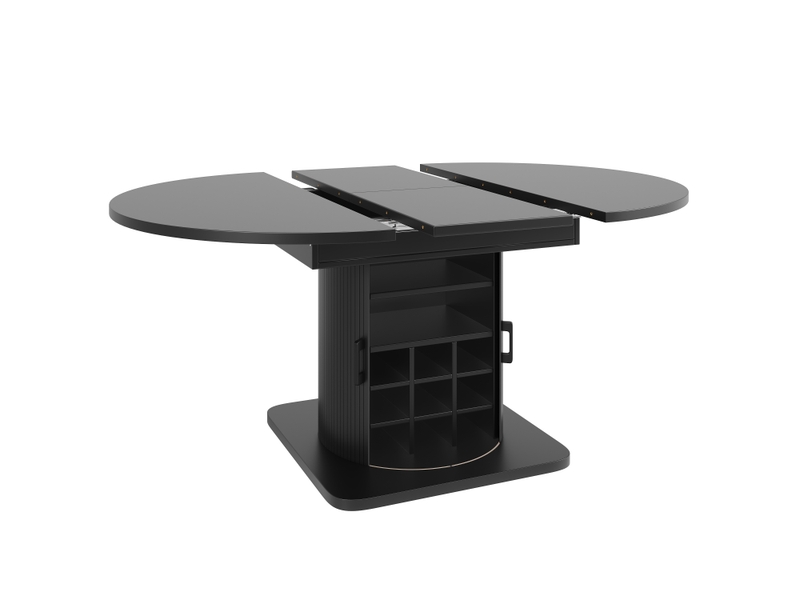  Table à manger extensible,118-158x118x76 cm,avec rangement,mdf,noir  - Conforama D
