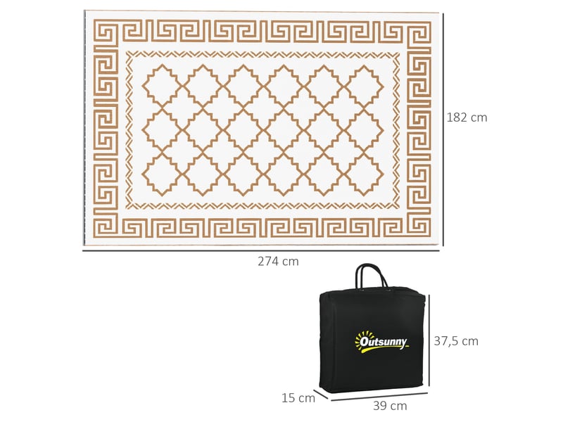  Tapis de camping double face résistant aux intempéries avec sac de rangement, pour l'intérieur et l'extérieur (182 x 274 cm) PA314768JJZJ - Conforama B
