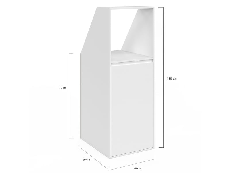 Armoire sous pente 1 porte et 1 niche tomi 40 x 50 x 70-110 cm blanc  - Conforama D
