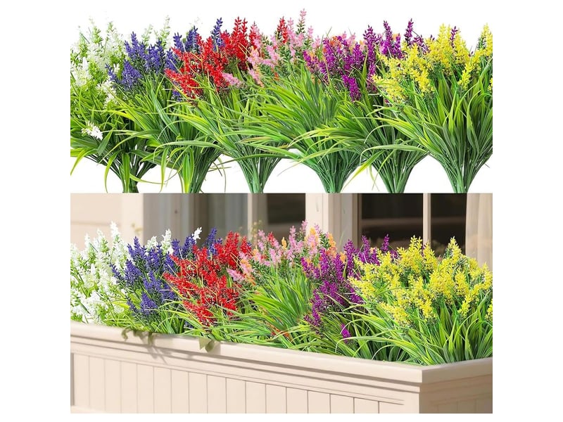  12 bundles fleur artificielle exterieur fausse lavande plantes décoration artificielles d'extérieur plantes de balcon pour les jardins intérieurs,la décoration florale de balcon etc  - Conforama A