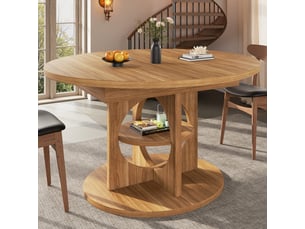 Table à manger extensible,110x110x76 cm,avec rangement,mdf,effet bois