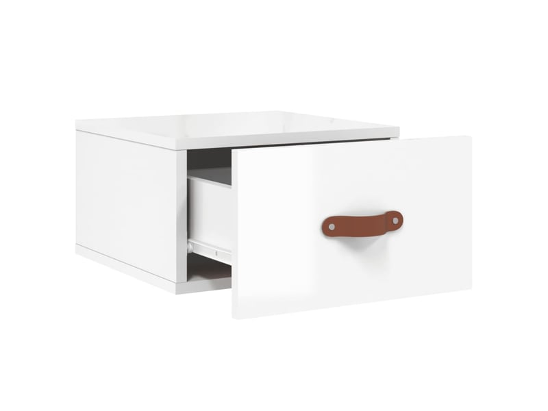  Lot de 2 tables de chevet - cabinet de chevet - table de nuit murales blanc brillant 35x35x20 cm  - Conforama D