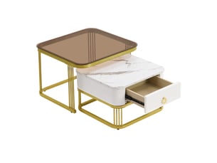 Table basse carré(e) coloris blanc <strong>ATELIER CONFORTIEL</strong> <strong></strong> - 60 cmx60 cm