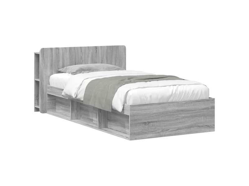  Lit simple- lit adulte -  cadre de lit avec rangement sonoma gris 100 x 200 cm  - Conforama A