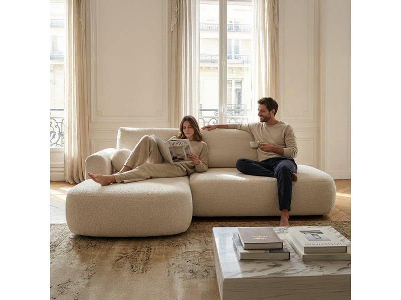  Canapé molino convertible 4 places angle gauche beige laine bouclée 3CA61.LO.4AC.G.05 - Conforama B