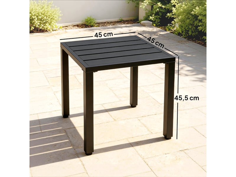 Table de jardin carrée, table de terrasse, cadre en métal, intérieur et extérieur, pour balcon, porche, patio, noir - Conforama E