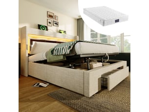 Lit coffre 160x200 cm <strong></strong>  <strong></strong> coloris beige