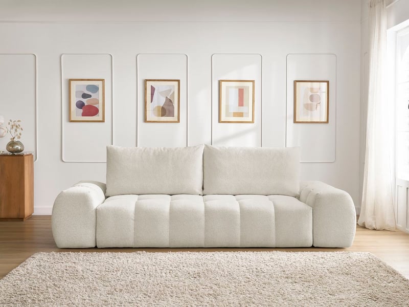 Bobochic canapé droit fixe 3 places everest tissu chiné blanc EVEREST - Conforama D