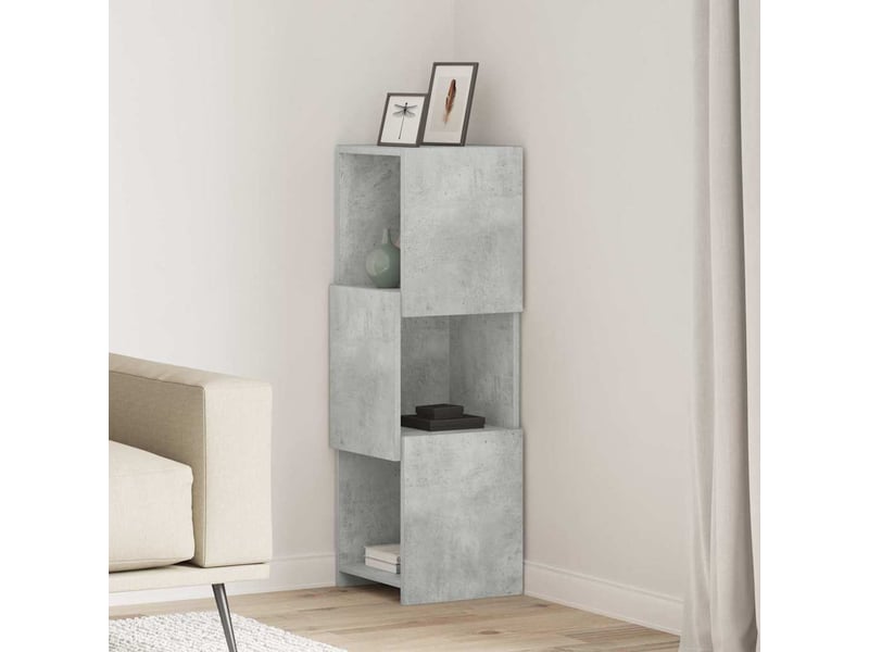  Meuble d'angle, meuble de rangement salon 30,5x30x95cm bois d'ingénierie gris béton  - Conforama B