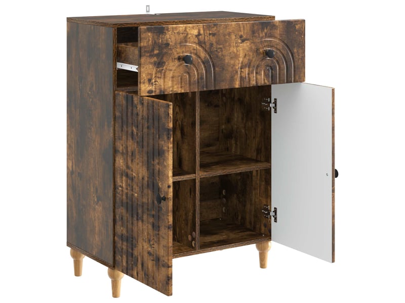  Buffet - bahut - meuble de rangement chêne fumé 66 x 34,5 x 90 cm bois d'ingénierie  - Conforama E