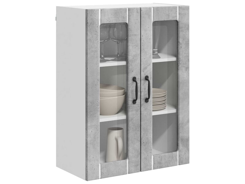  Meuble mural de cuisine, cabinet en verre mural gris béton 60x31x80cm shl8505  - Conforama C