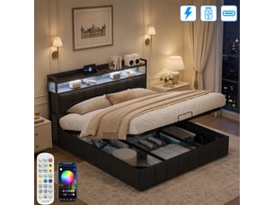 Lit coffre 160x200 cm YELENARO coloris noir