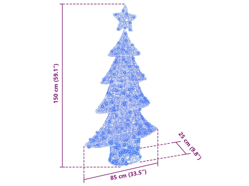  Sapin de noël, arbre de noël 160 led bleu 150 cm acrylique cf60954  - Conforama E