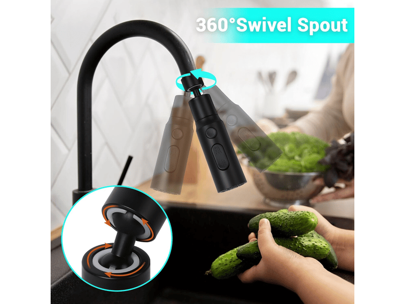 Aérateur de robinet de cuisine rotatif à 360° avec 3 modes de jet – embout économiseur d'eau - Conforama E