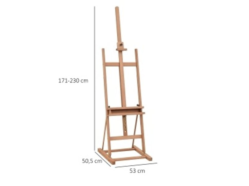 Chevalet d'atelier 53x50,5x171-230 cm – naturel – hauteur réglable, rangement pratique et angle ajustable - Conforama B