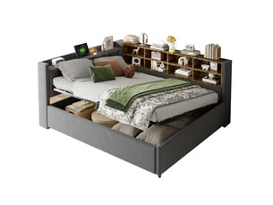 Lit coffre 140x200 cm MODENUIT    coloris gris