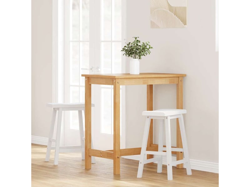  Lot de 2 tabouret de bar, chaise de bar en bois massif blanc et caoutchouc shl24111  - Conforama C