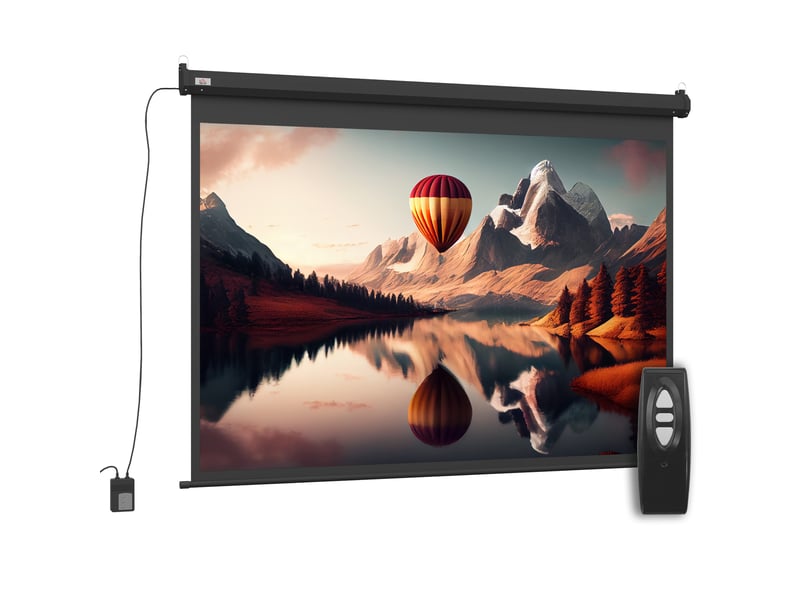 Écran vidéoprojecteur motorisé et électrique 84 pouces, panneau de commande et télécommande, 4:3 4k hd  - Conforama B