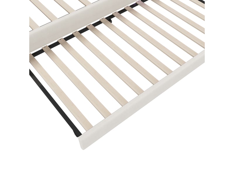  Lit banquette en lin beige 90x200 cm avec lit gigogne - rangement, led et ports usb  - Conforama W